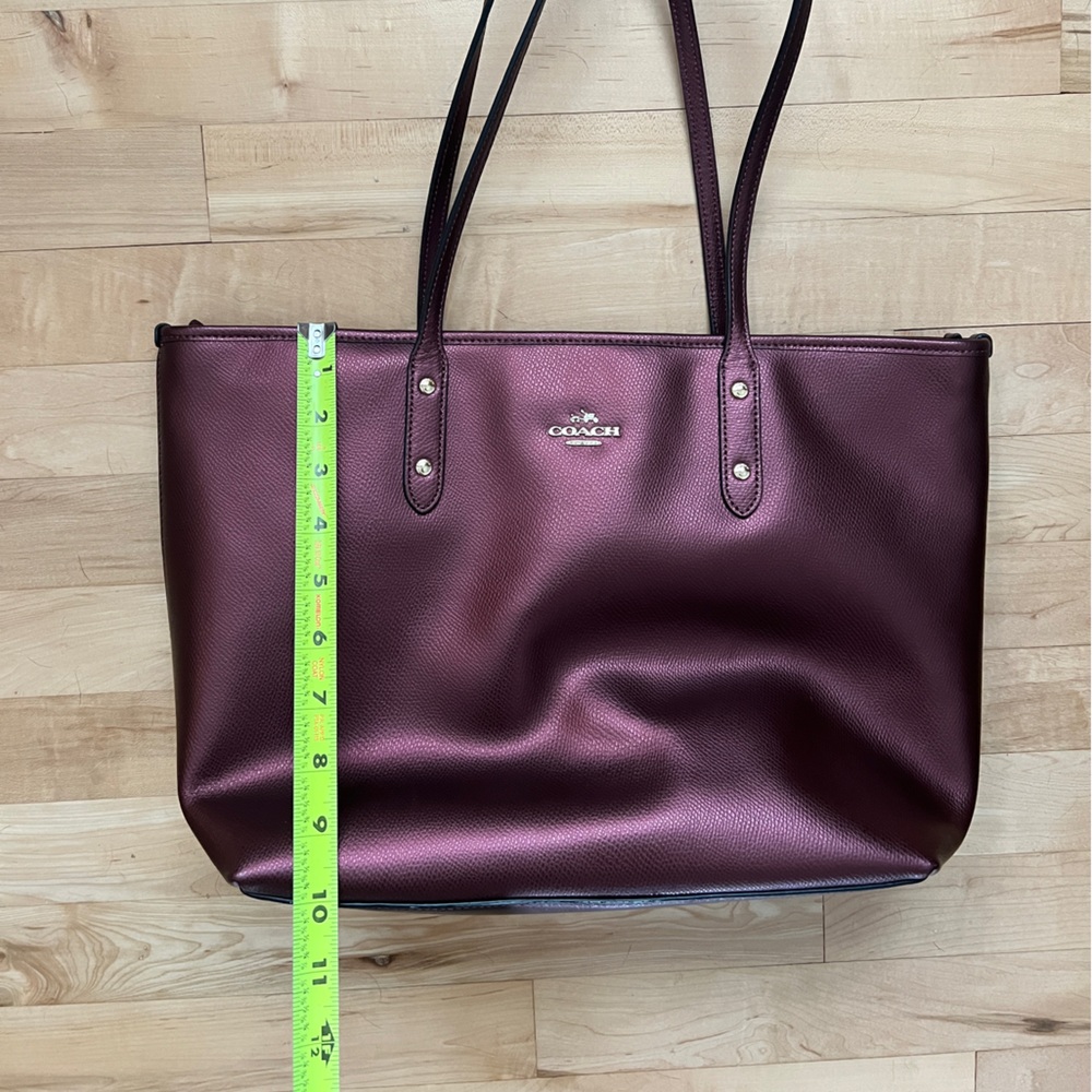 Coach Deep Burgundy Leather Tote - Picture 11 of 12